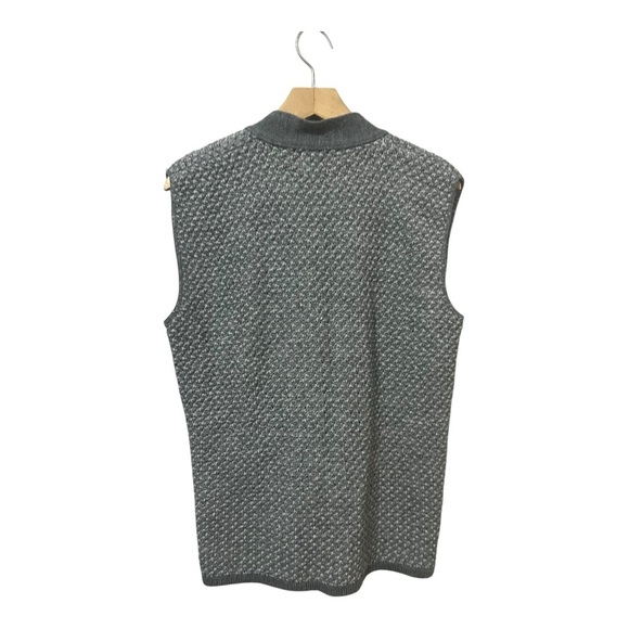 College Point Knit Cardigan Sweater Vest Women's Medium Large Grey Preppy - Picture 3 of 5